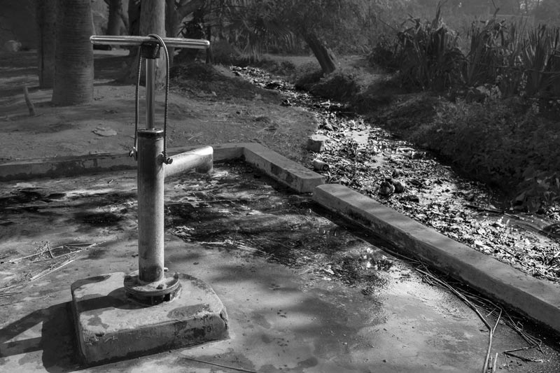 Greywater resulting from the washing of utensils allowed to accumulate in adjacent open space in Bhojpur district, Bihar